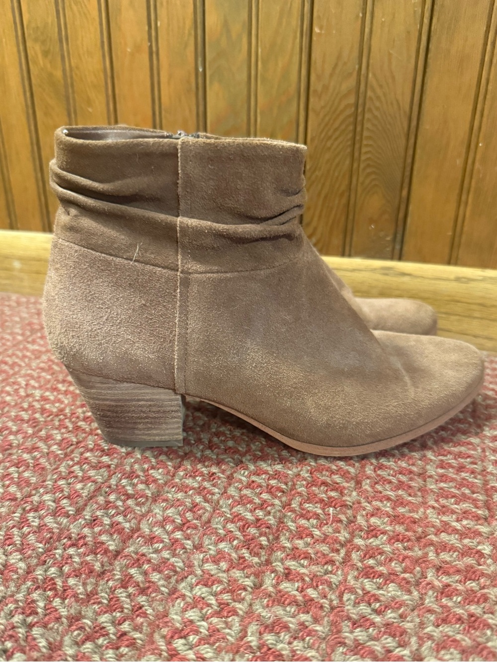 Women's Suede Ankle Booties in Taupe Brown